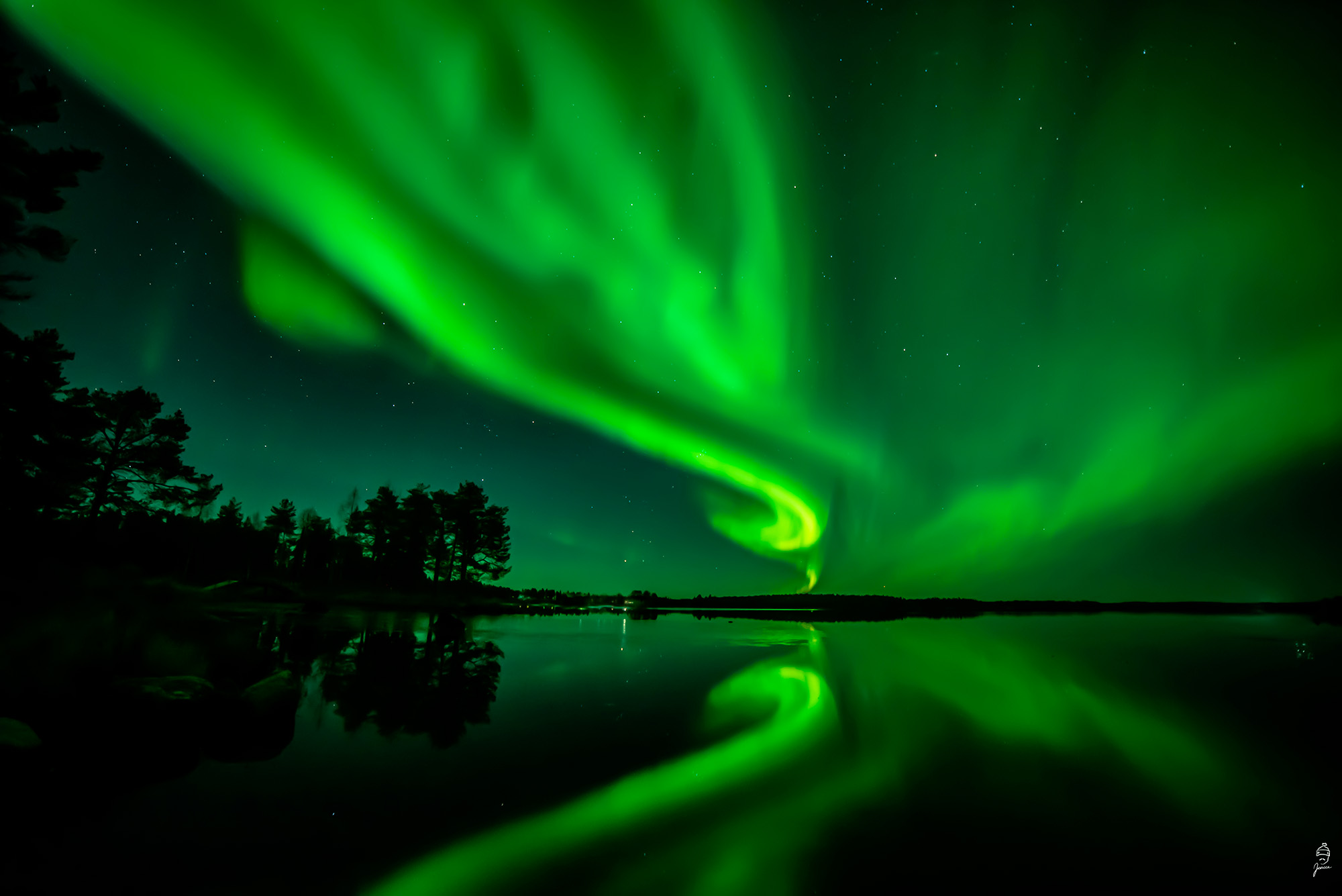 Auroras above the lake