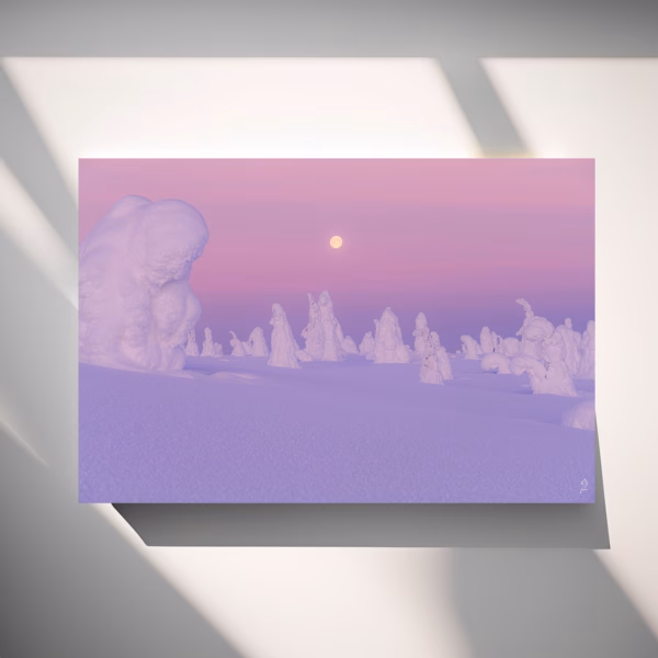 Snowy moonrise print